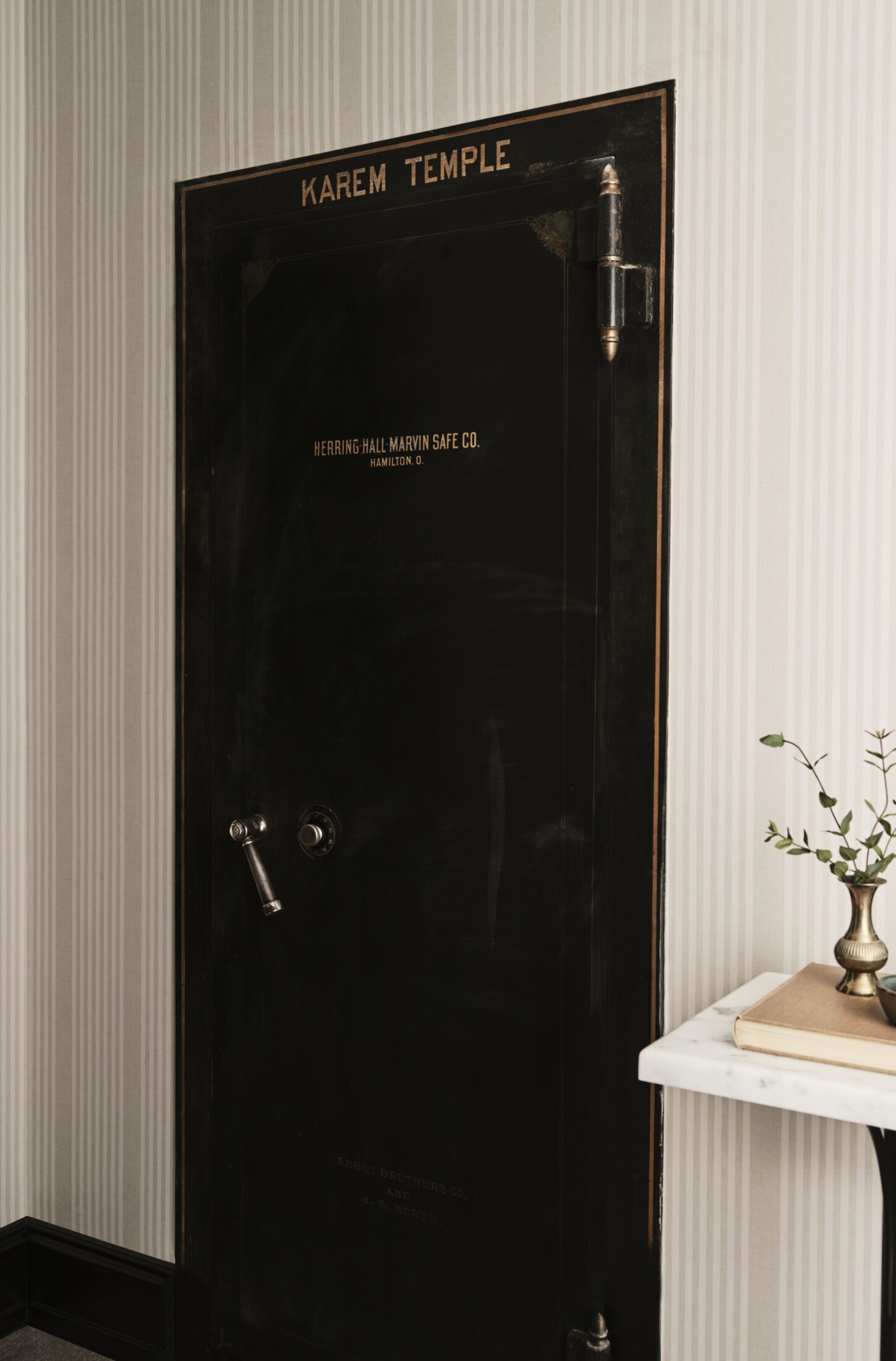 Large in-wall safe with Karem Temple text